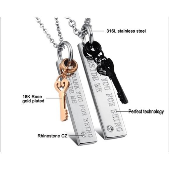 Matching Necklace For Couples Titanium Promise Love Stainless Steel Pendant - Picture 5 of 7